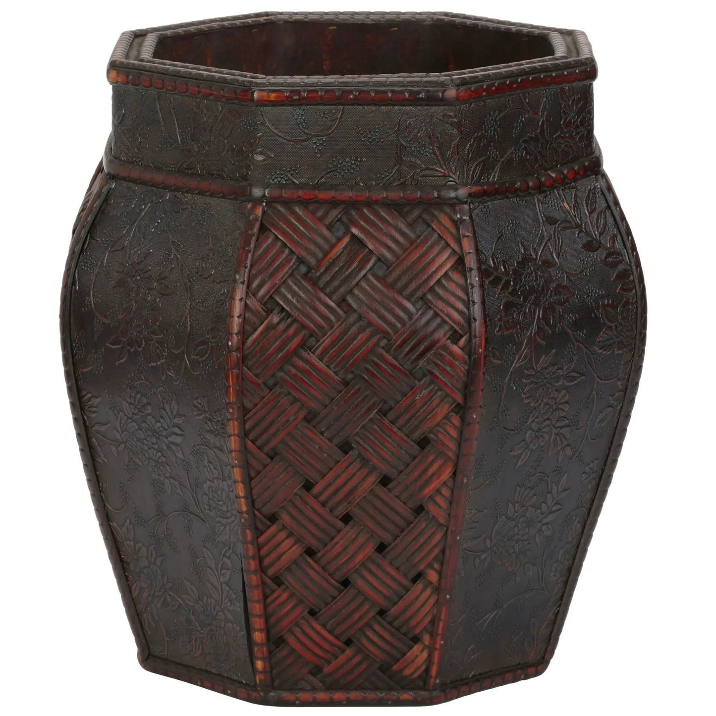 Design and Weave Panel Planters Set of 2, dark brown embossed floral wicker panels on Tampa Home & Garden Store