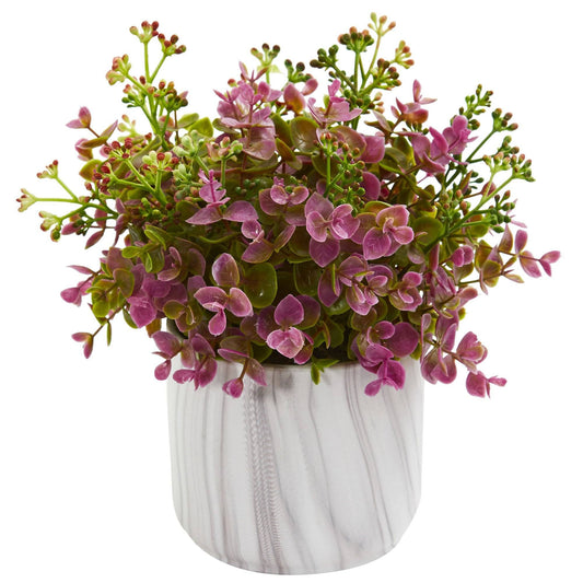 Eucalyptus Artificial Plant in Marble Finished Vase - Tampa Home & Garden Store