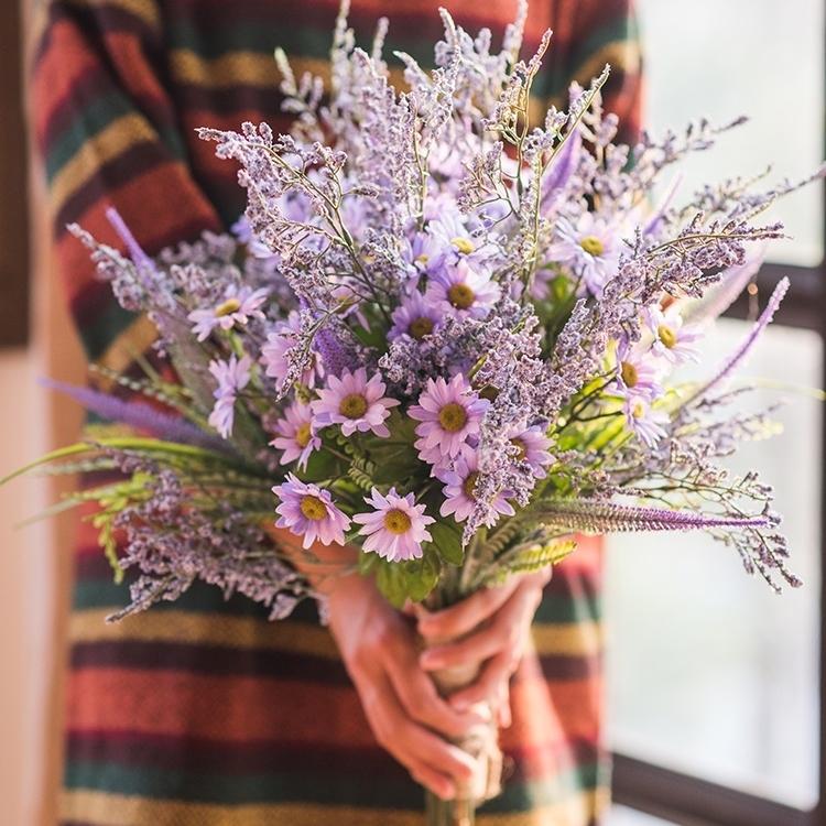 Artificial silk bouquet purple daisies and lavender, 20in tall RusticReach on Tampa Home & Garden Store