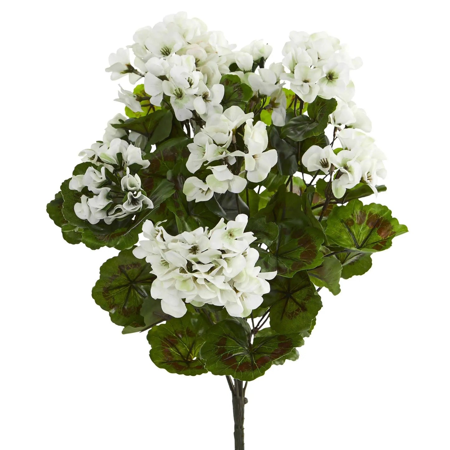 Artificial Geraniums Bush Set of 3 UV-Resistant Nearly Natural white blooms on Tampa Home & Garden Store