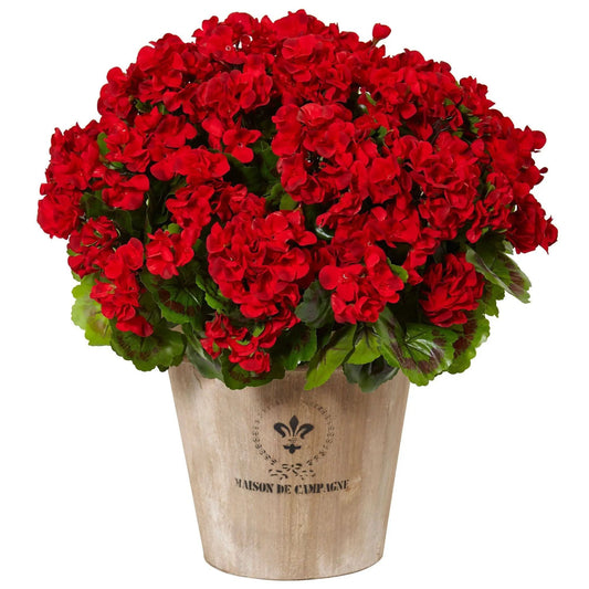 Geranium in Farmhouse Planter UV Resistant (Indoor/Outdoor) - Tampa Home & Garden Store