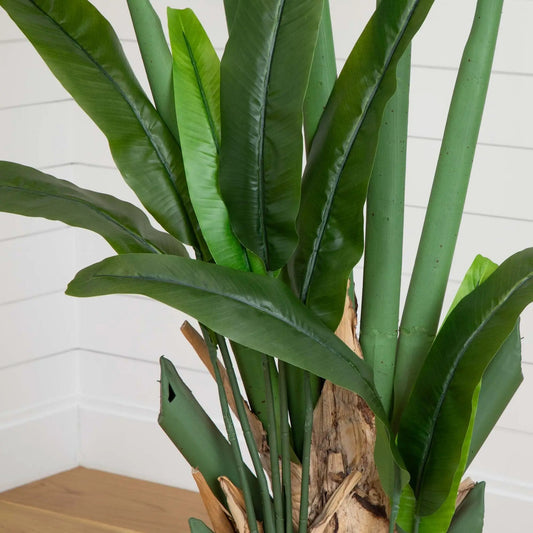 Giant Travelers Palm Artificial Tree 8.5 ft tall with glossy green fronds by Nearly Natural on Tampa Home & Garden Store