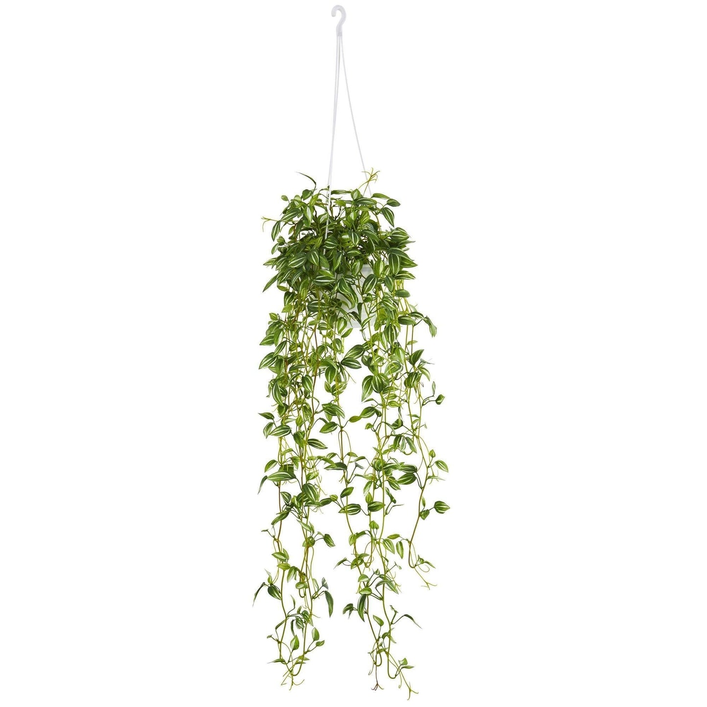 Artificial green variegated Wandering Jew hanging basket plant by Nearly Natural on Tampa Home & Garden Store