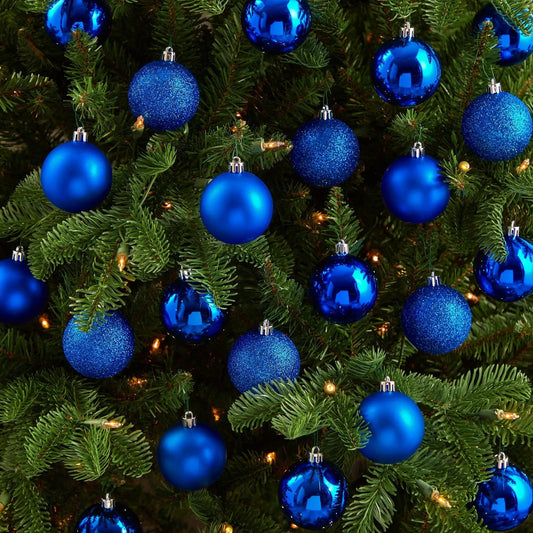 Ornament set 30 count blue shatterproof 2.5 inch Christmas ball ornaments for tree on Tampa Home & Garden Store