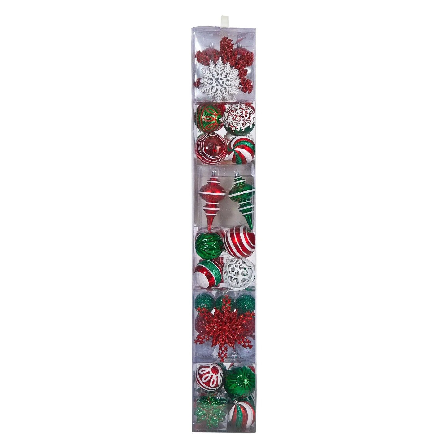Ornament set 70 red and green shatterproof in clear display container by Nearly Natural on Tampa Home & Garden Store