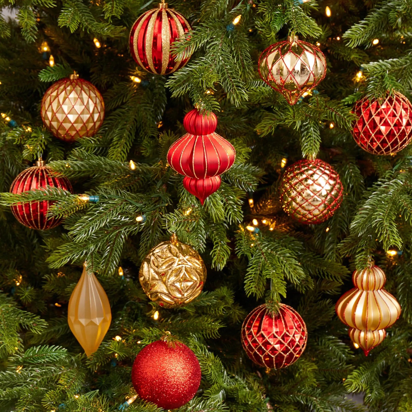 Holiday Lux shatterproof Christmas ornaments 12-count red and gold set Nearly Natural on Tampa Home & Garden Store