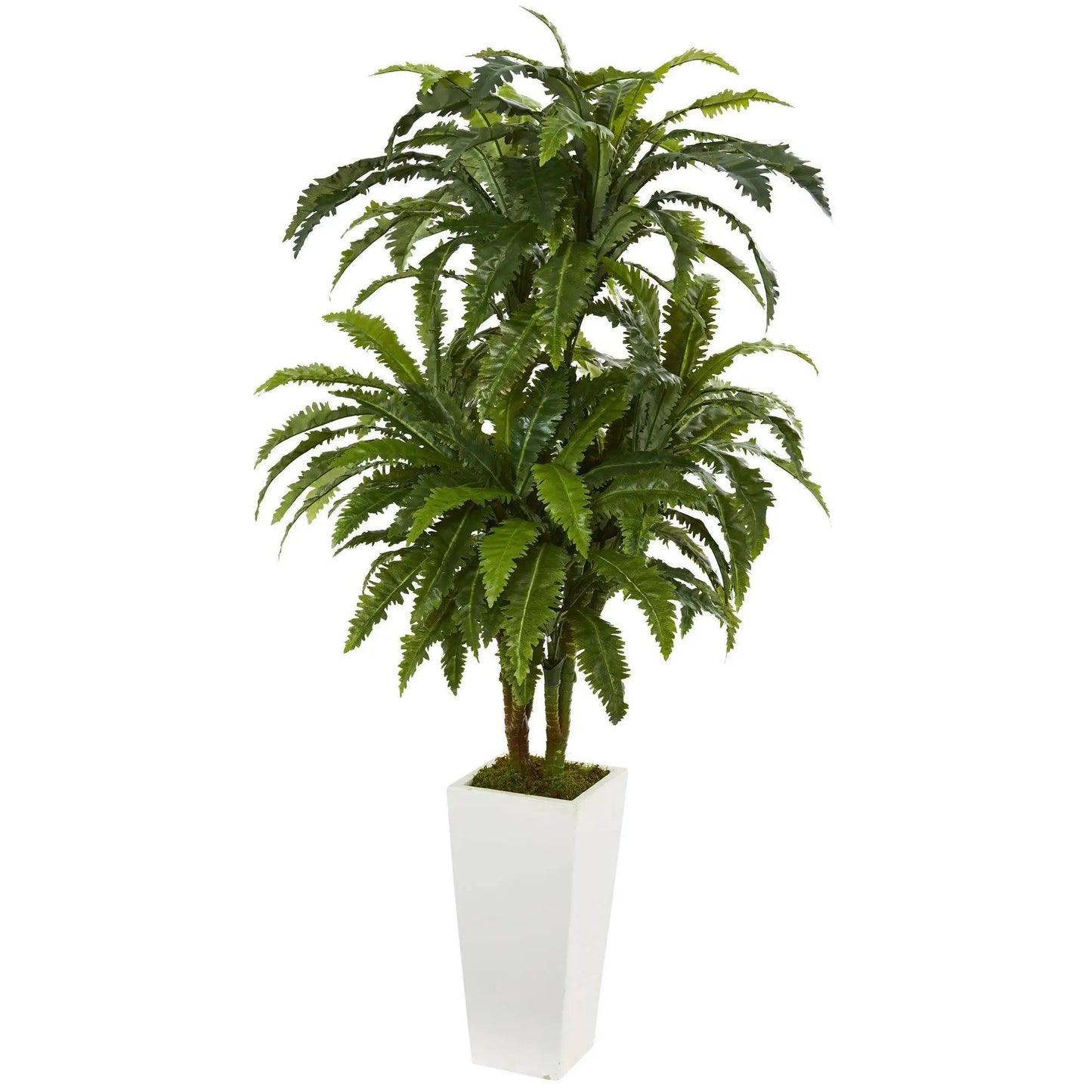 Marginatum artificial plant in a white tower vase with lush green fronds on Tampa Home & Garden Store