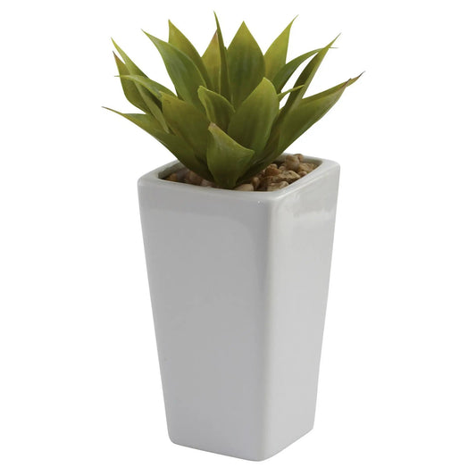 Mini Agave with Planter Set of 3 White square pot Nearly Natural artificial non-flowering plant on Tampa Home & Garden Store