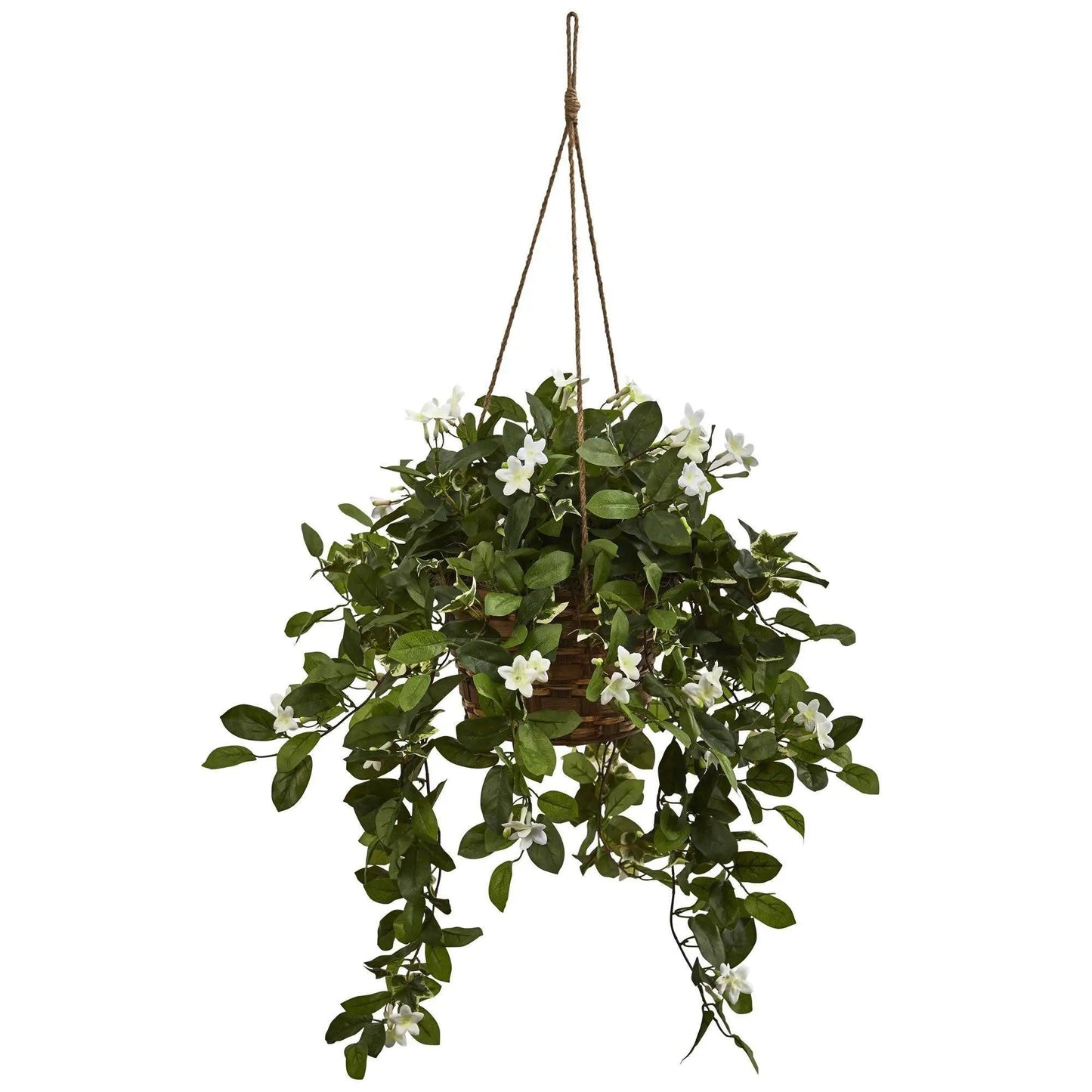 Stephanotis Hanging Basket with White Flowers, Nearly Natural artificial flowering plant on Tampa Home & Garden Store