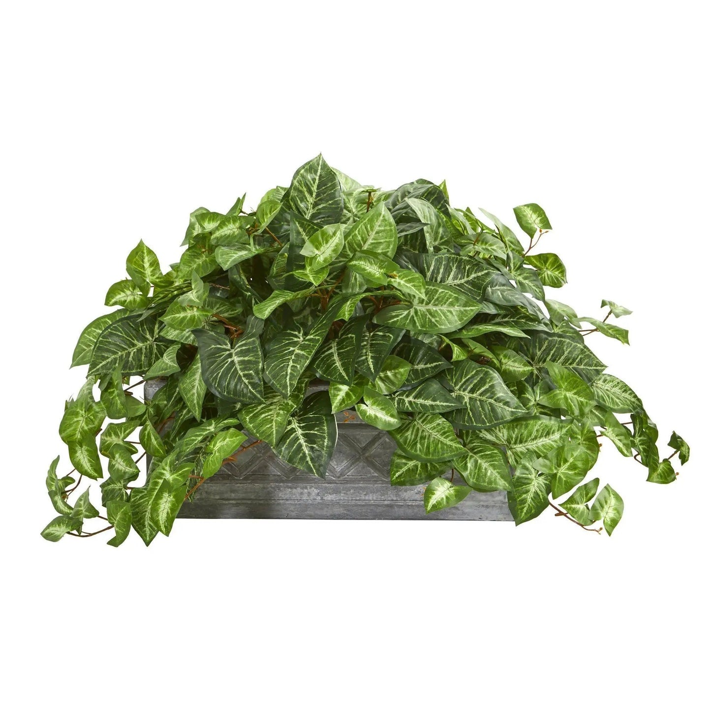 Nepthytis artificial plant in stone planter with variegated green leaves Nearly Natural on Tampa Home & Garden Store