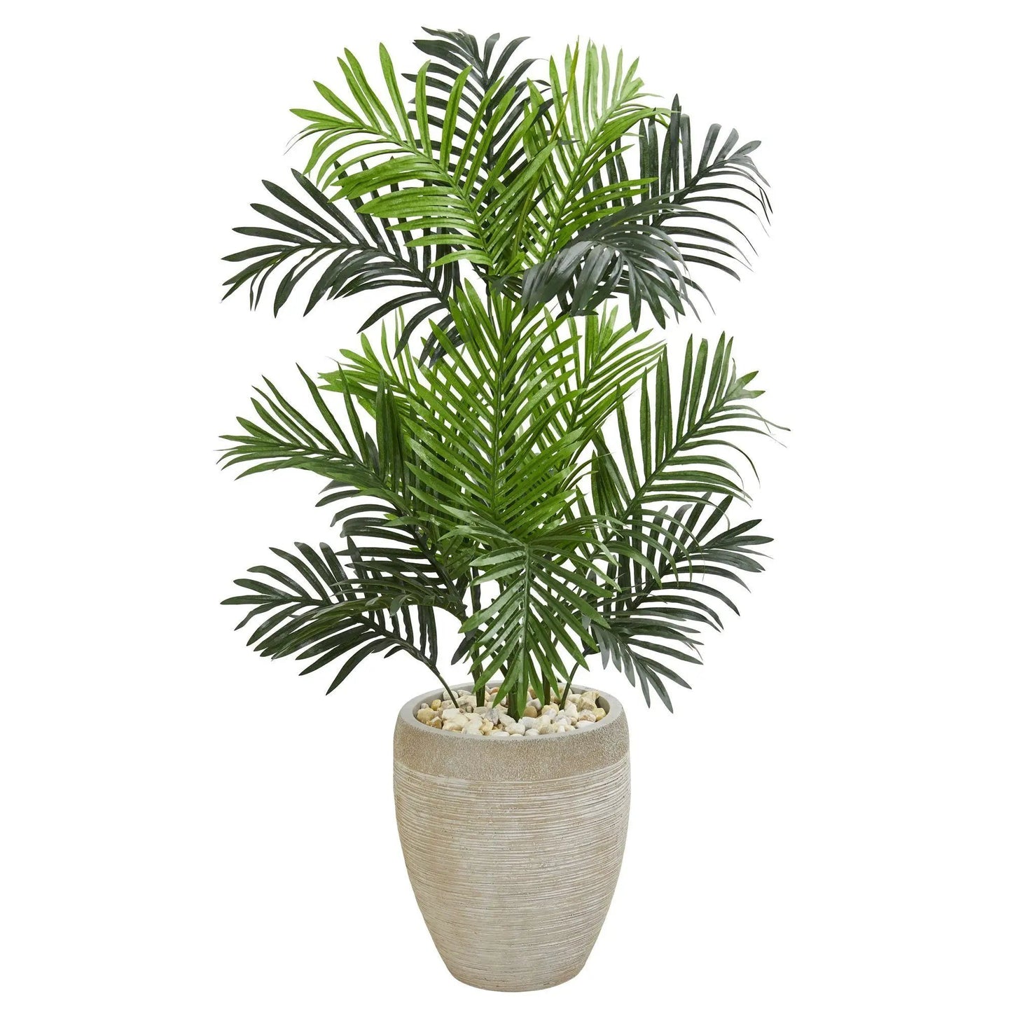 Paradise Palm artificial tree in sand planter with decorative rocks by Nearly Natural on Tampa Home & Garden Store