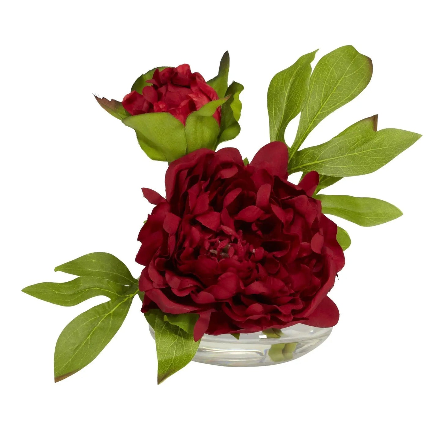 Red peony trio in glass vase on Tampa Home & Garden Store