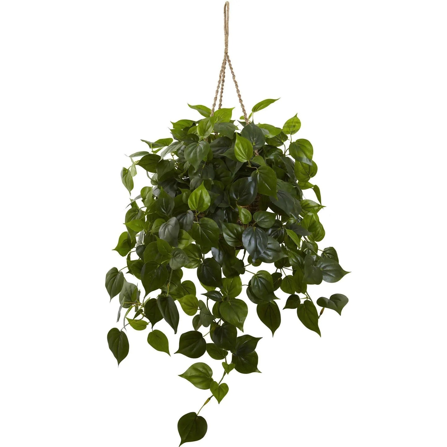 Philodendron hanging basket artificial plant with green leaves UV resistant Nearly Natural on Tampa Home & Garden Store