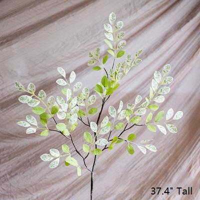 RusticReach Artificial Plant Fresh Spring Leaf Stem, 37.4" tall, variegated pale green leaves on Tampa Home & Garden Store
