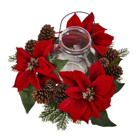 Poinsettia Pine & Pine Cone Candelabrum - Tampa Home & Garden Store