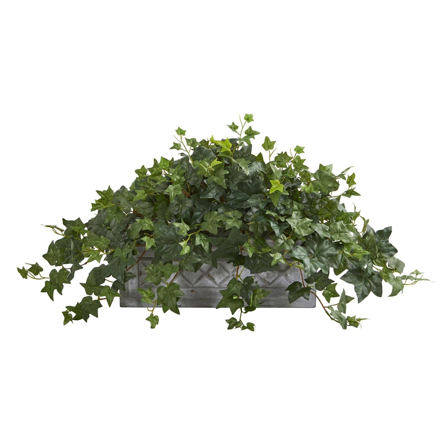 Puff Ivy artificial plant in stone planter by Nearly Natural, cascading green ivy leaves on Tampa Home & Garden Store