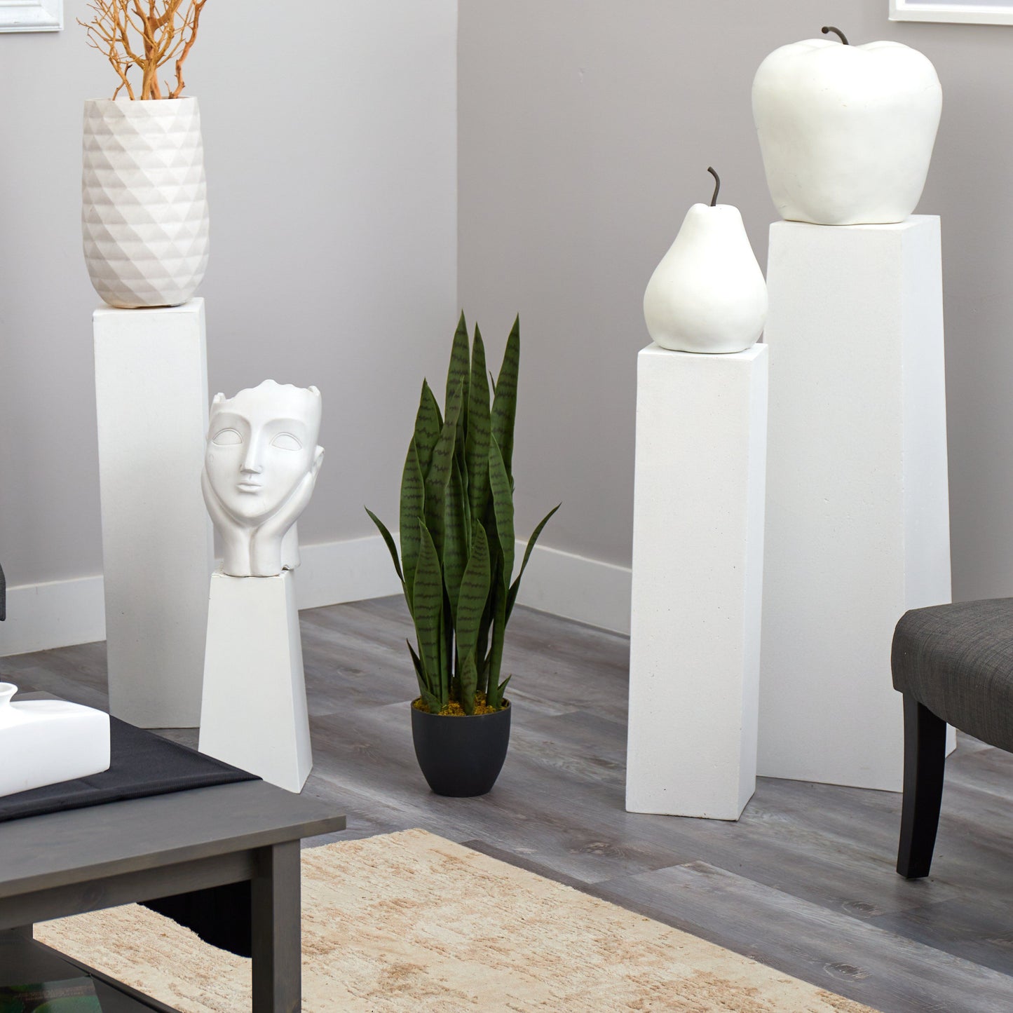 Sansevieria plant in black planter Nearly Natural artificial non-flowering decor on Tampa Home & Garden Store