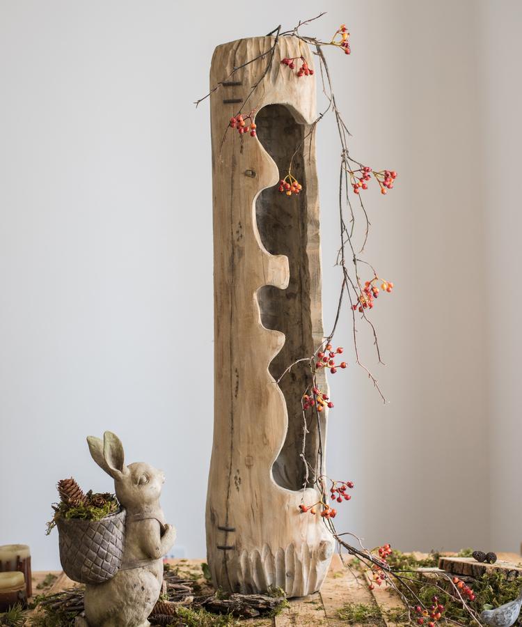 Artificial Vine Orange Faux Berry 39-inch Long RusticReach draped on sculpture with red berries on Tampa Home & Garden Store