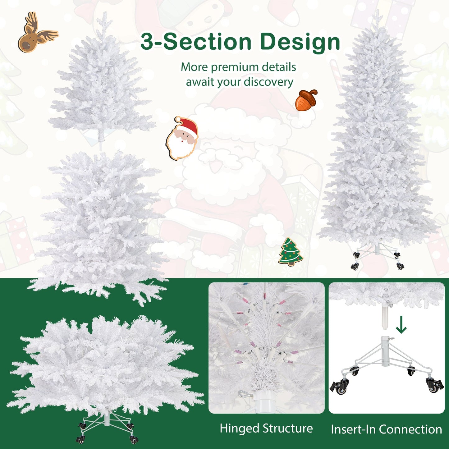 Árbol de Navidad artificial de 2,13 m con 1880 puntas de rama de PE y PVC para fiestas y carnaval