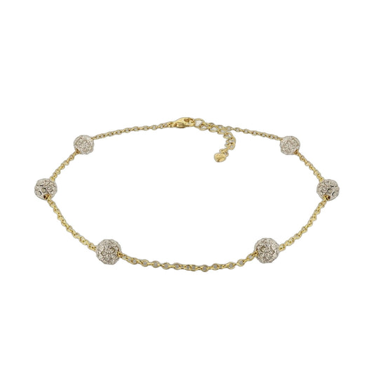 Lga 925 anklet by Lauren G Adams featuring a gold chain with pave ball beads on Tampa Home & Garden Store