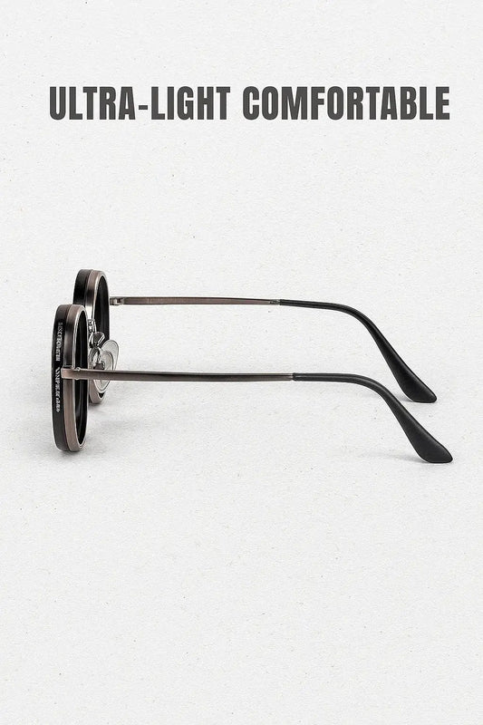 FlexShade Glasses with adjustable tint ND9 sunglasses; slim metal frame with black temples on Tampa Home & Garden Store