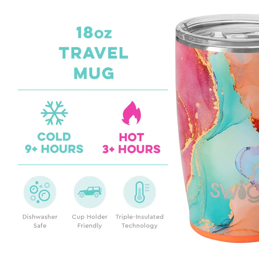 Dreamsicle Travel Mug 18oz with color swirls by The Country Christmas Loft on Tampa Home & Garden Store
