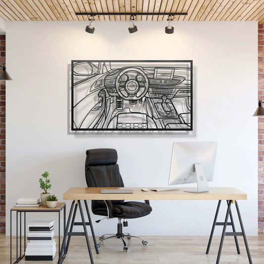 RS6 Avant Driver Cockpit Metal Frame Wall Art in black metal by Modello Turbo on Tampa Home & Garden Store