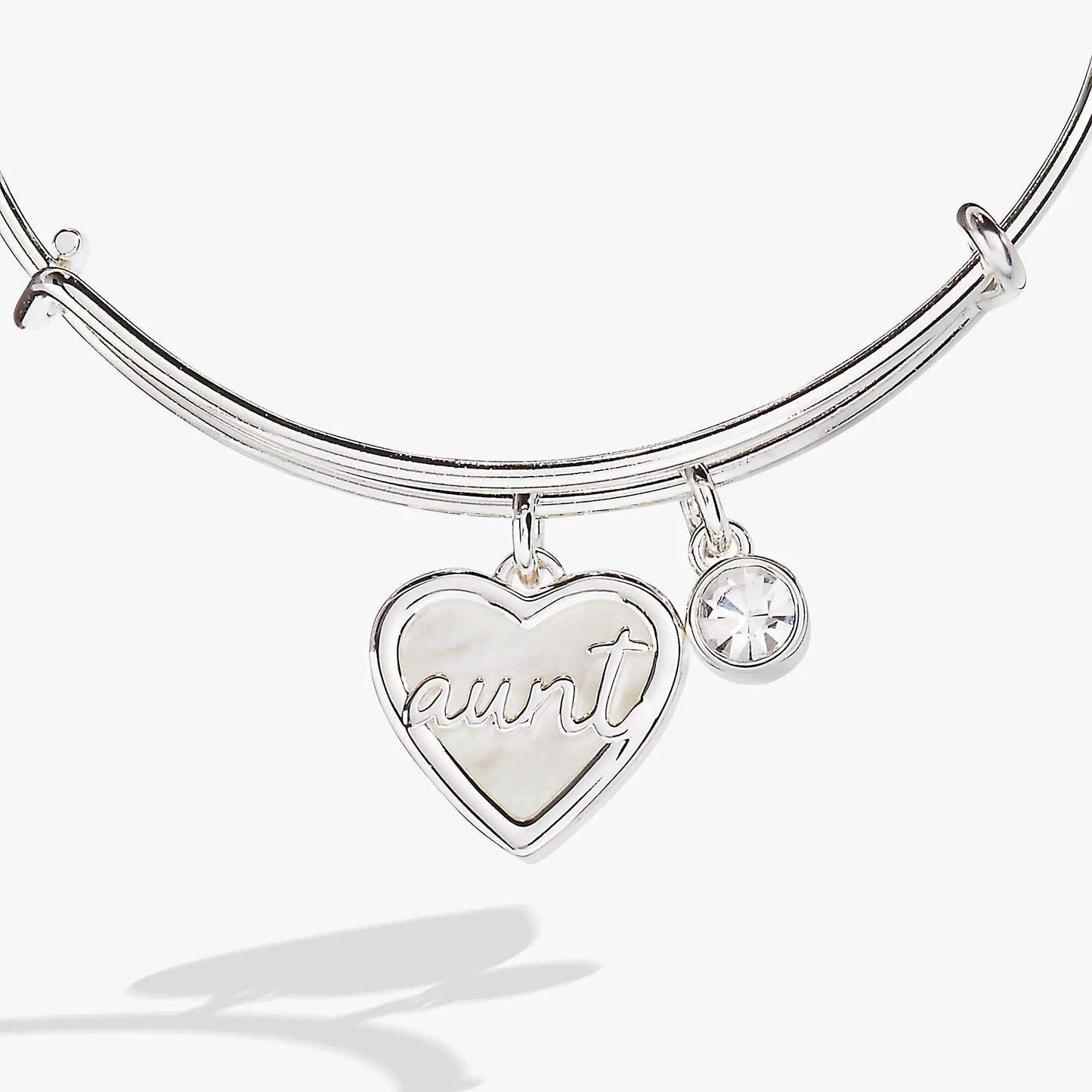 Aunt Mother Of Pearl Bangle With Crystal Charm