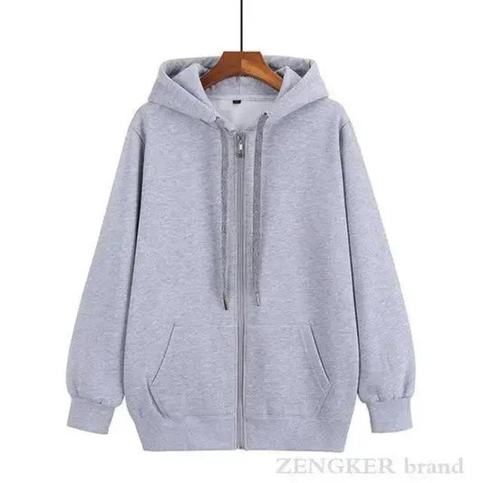 gray zip hoodie cardigan by Stevvex with front pockets and drawstrings on Tampa Home & Garden Store