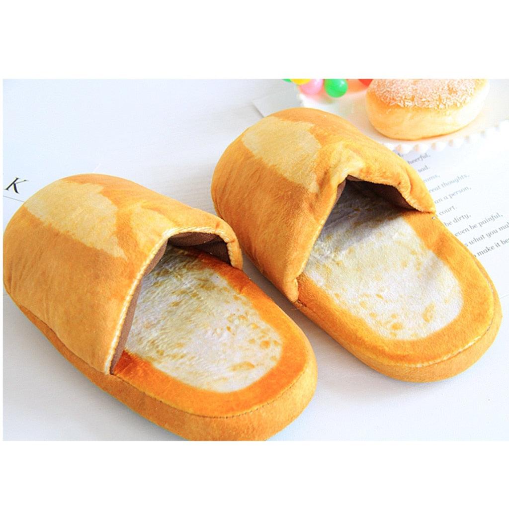 Slippers Stevvex orange bread-bun plush cotton indoor slippers memory foam fur slip-on 1 pair on Tampa Home & Garden Store