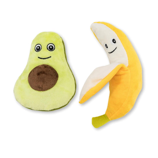 Avocado & Banana Plush Dog Toy Gift Set – with Squeaker & Crinkle Paper for Fun Play - Tampa Home & Garden Store