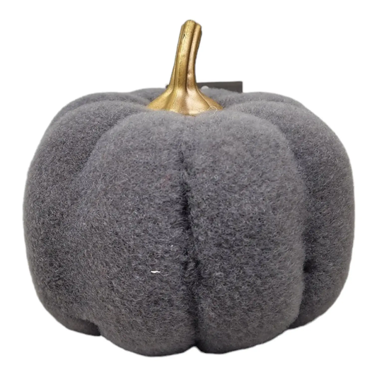 Lightweight Felt Harvest Pumpkin Ornament gray felt with gold stem Country Christmas Loft on Tampa Home & Garden Store