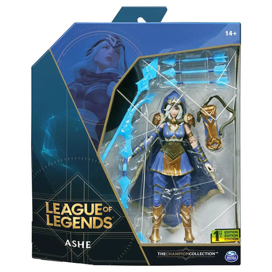 League of Legends Ashe figurine in blue and gold armor with bow from Spin Master on Tampa Home & Garden Store