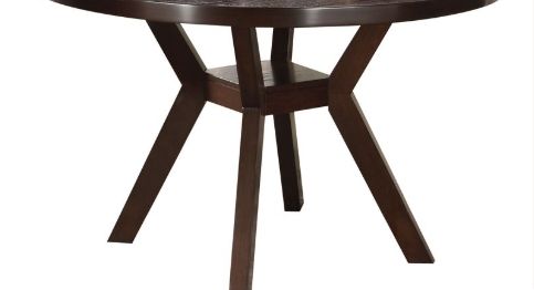 Drake 5-piece dining set round table in espresso/gray with pedestal base and angular legs on Tampa Home & Garden Store