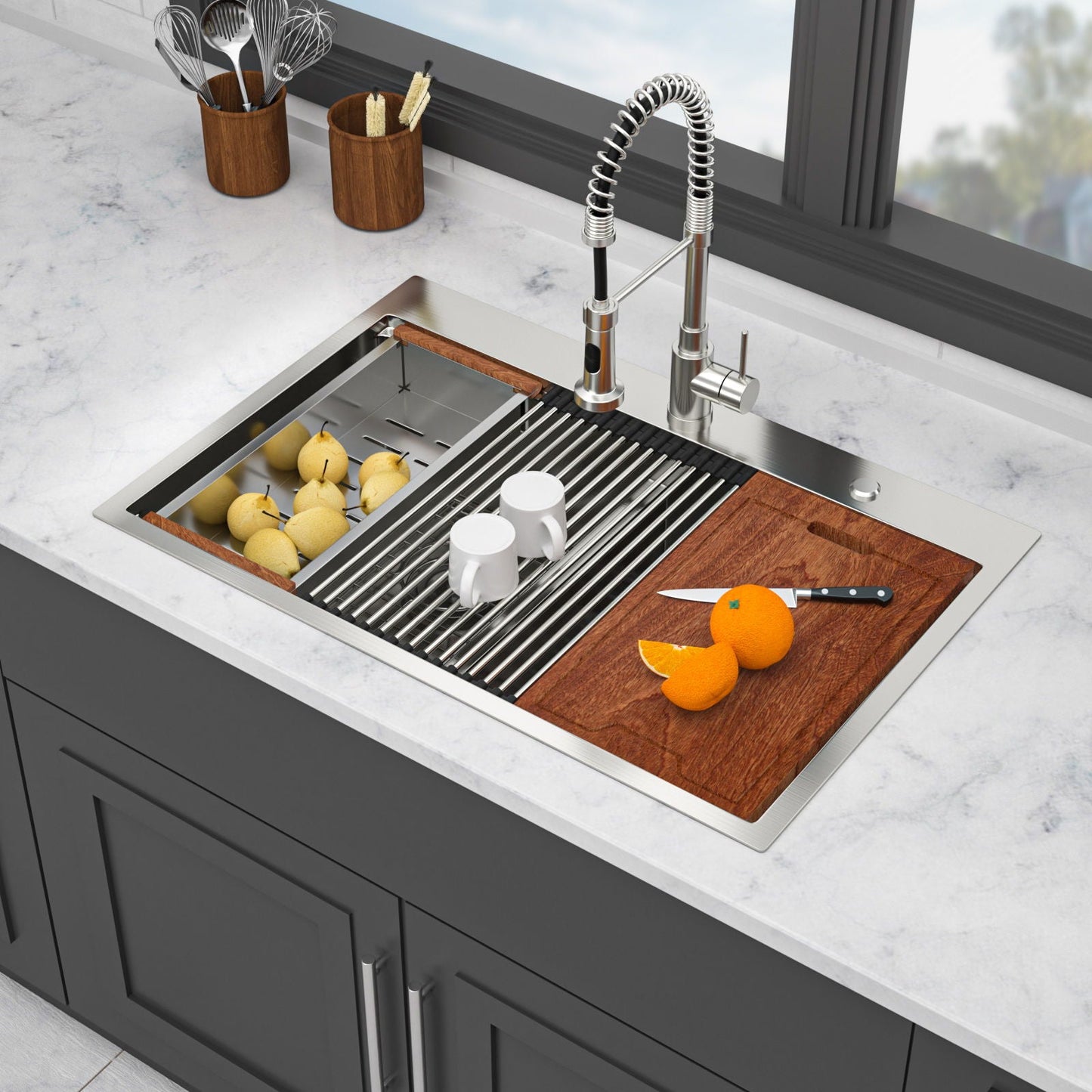 Double Bowl and Stainless Steel Top Mount Sink
