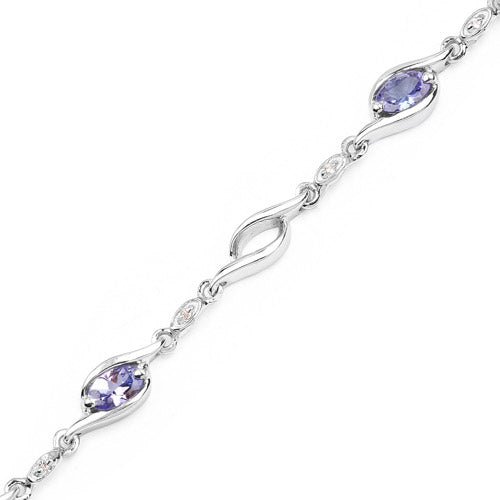Bracelet with 1.30ct Tanzanite and white topaz in .925 sterling silver linked design on Tampa Home & Garden Store