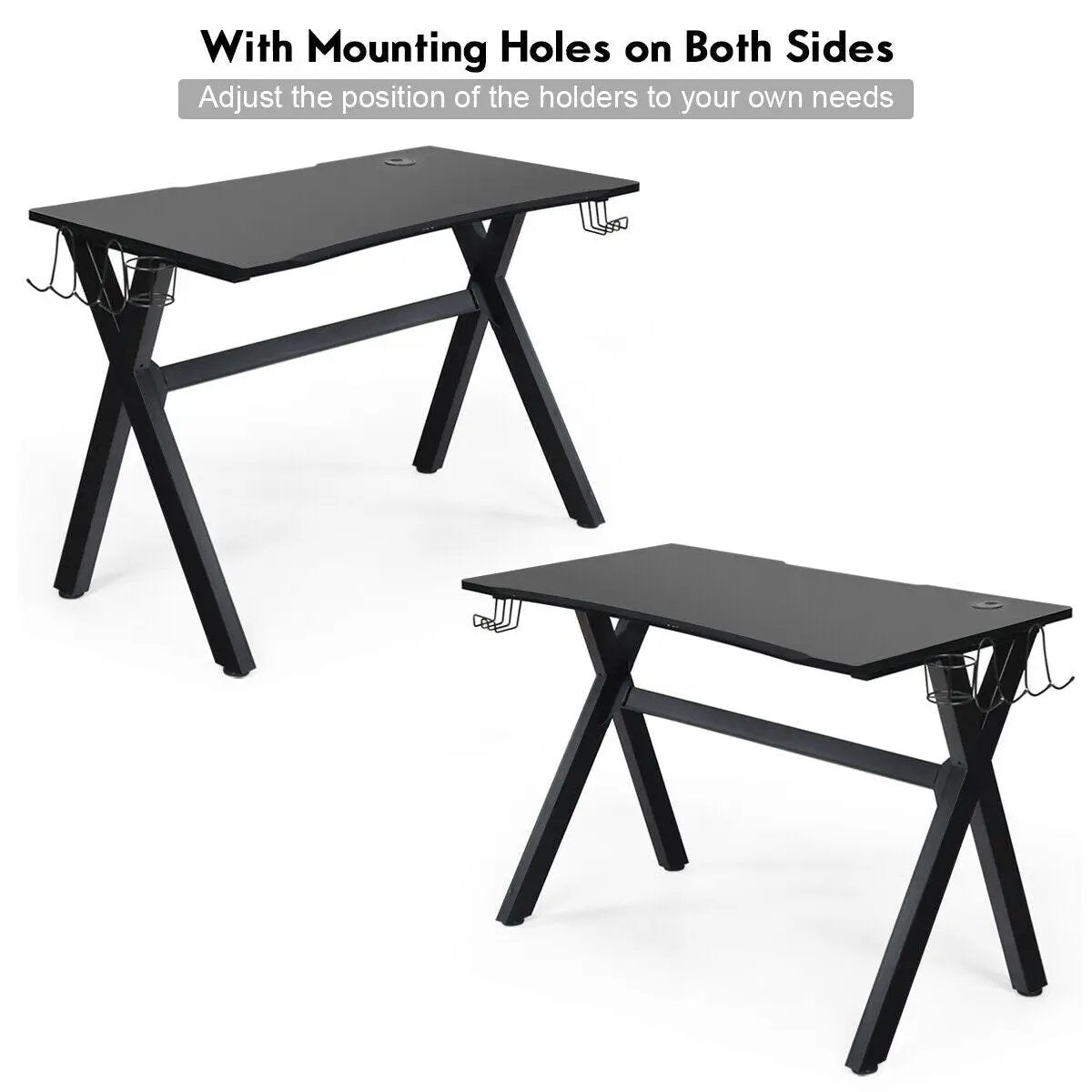 Ergonomic Gaming Desk with Mousepad and Cup Headphone Holder - Tampa Home & Garden Store