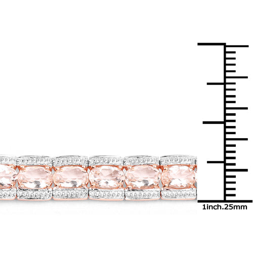 Bracelet 18K rose gold plated Morganite .925 sterling silver with pavé accents 11.60ct on Tampa Home & Garden Store