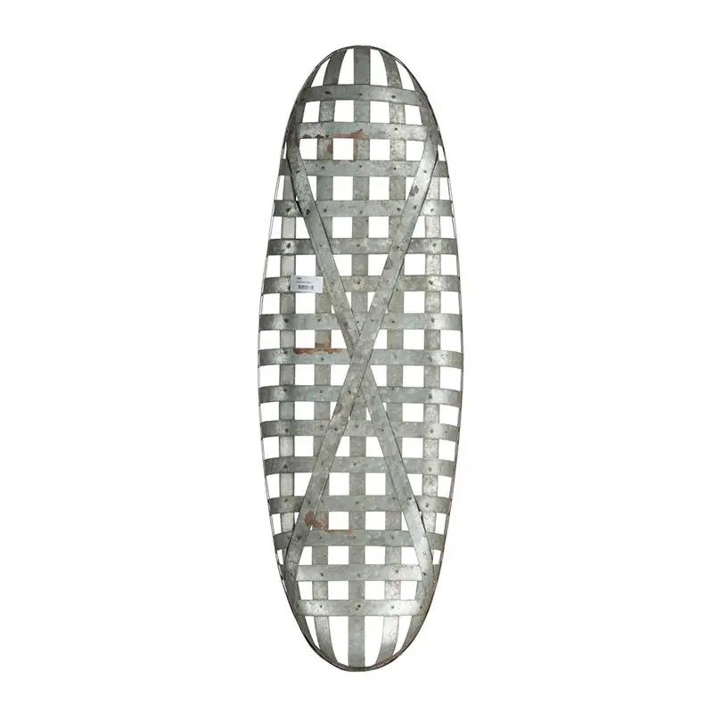 Metal Wall Art With Grid Pattern Silver Edition