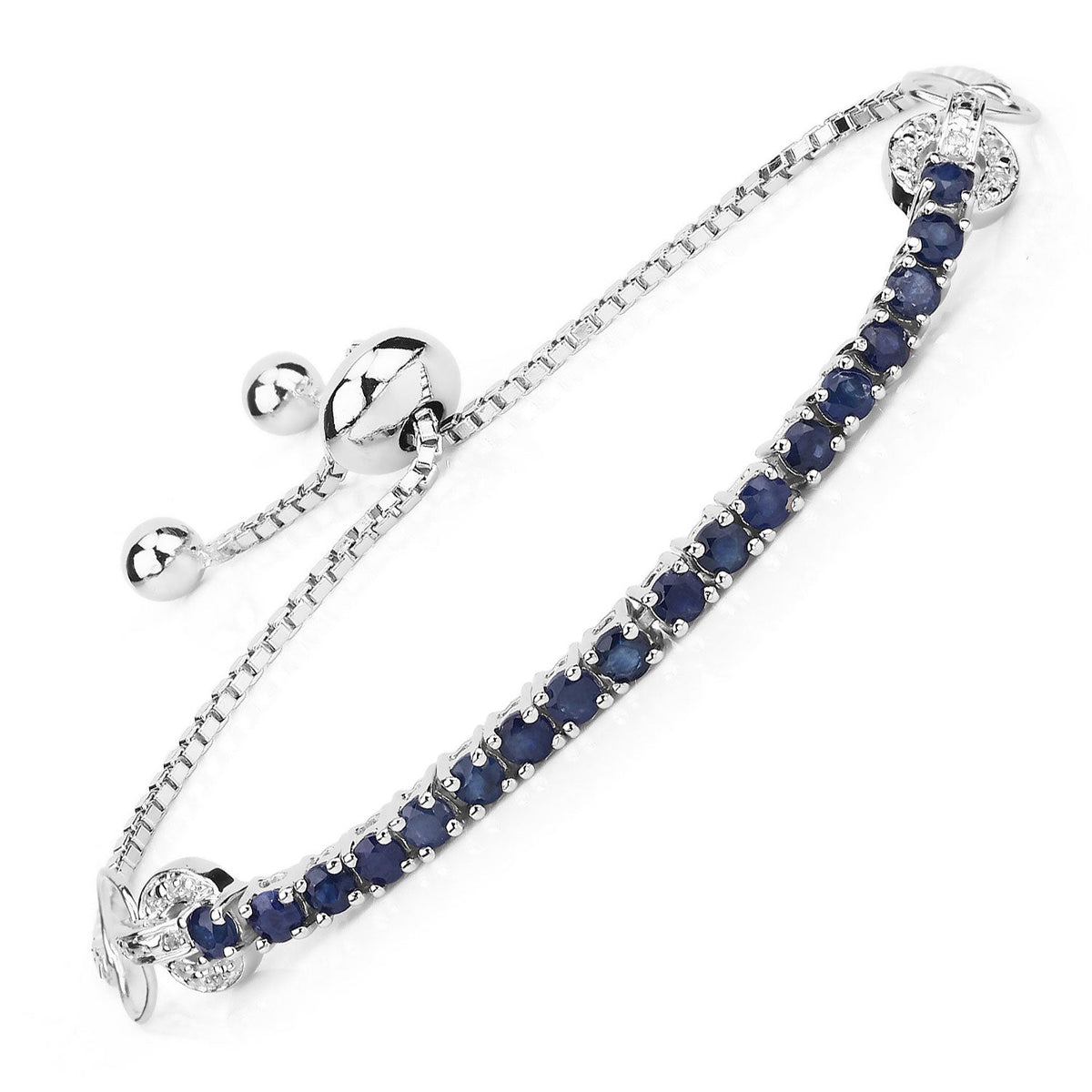 Bracelet with 2.41ct genuine blue sapphires and white zircon set in a sterling silver band on Tampa Home & Garden Store