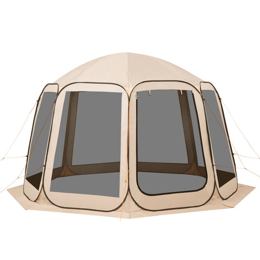 12 x 11 ft Screen House Tent beige with large mesh panels and multiple doors HouseOfZazla on Tampa Home & Garden Store