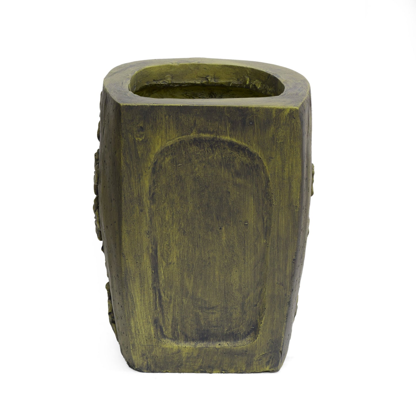 Garden Urn Planter by HouseOfZazla, weathered wood with mossy patina on Tampa Home & Garden Store