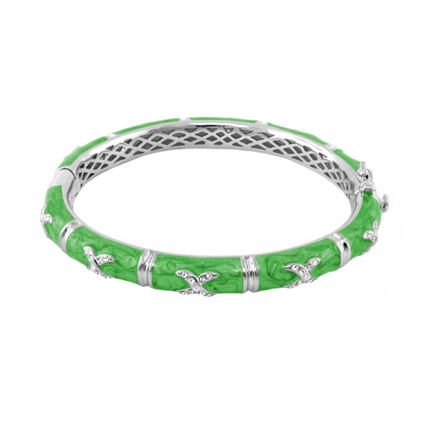 Elegant Hugs Bangle Pavé X bracelet in green enamel with silver X accents Lauren G Adams on Tampa Home & Garden Store