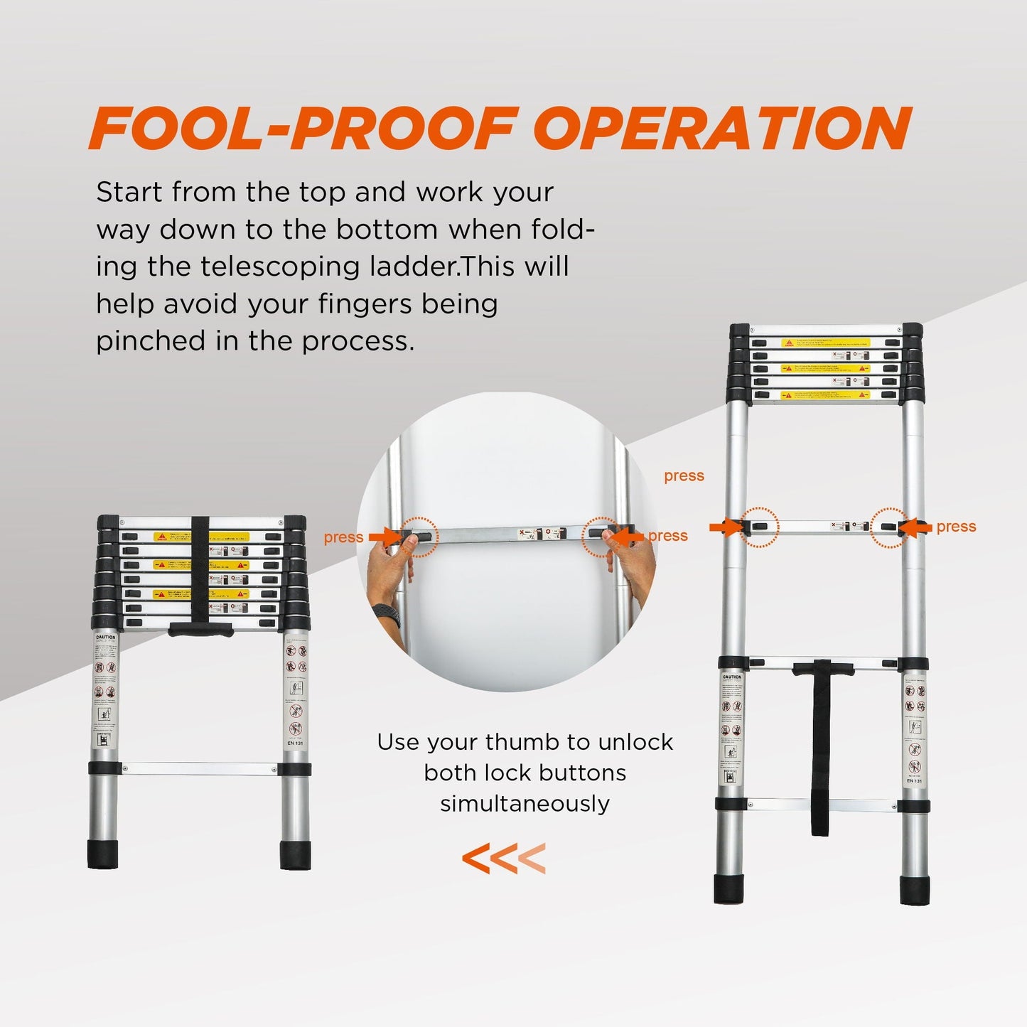 Telescopic Folding Ladder For Indoor And Outdoor