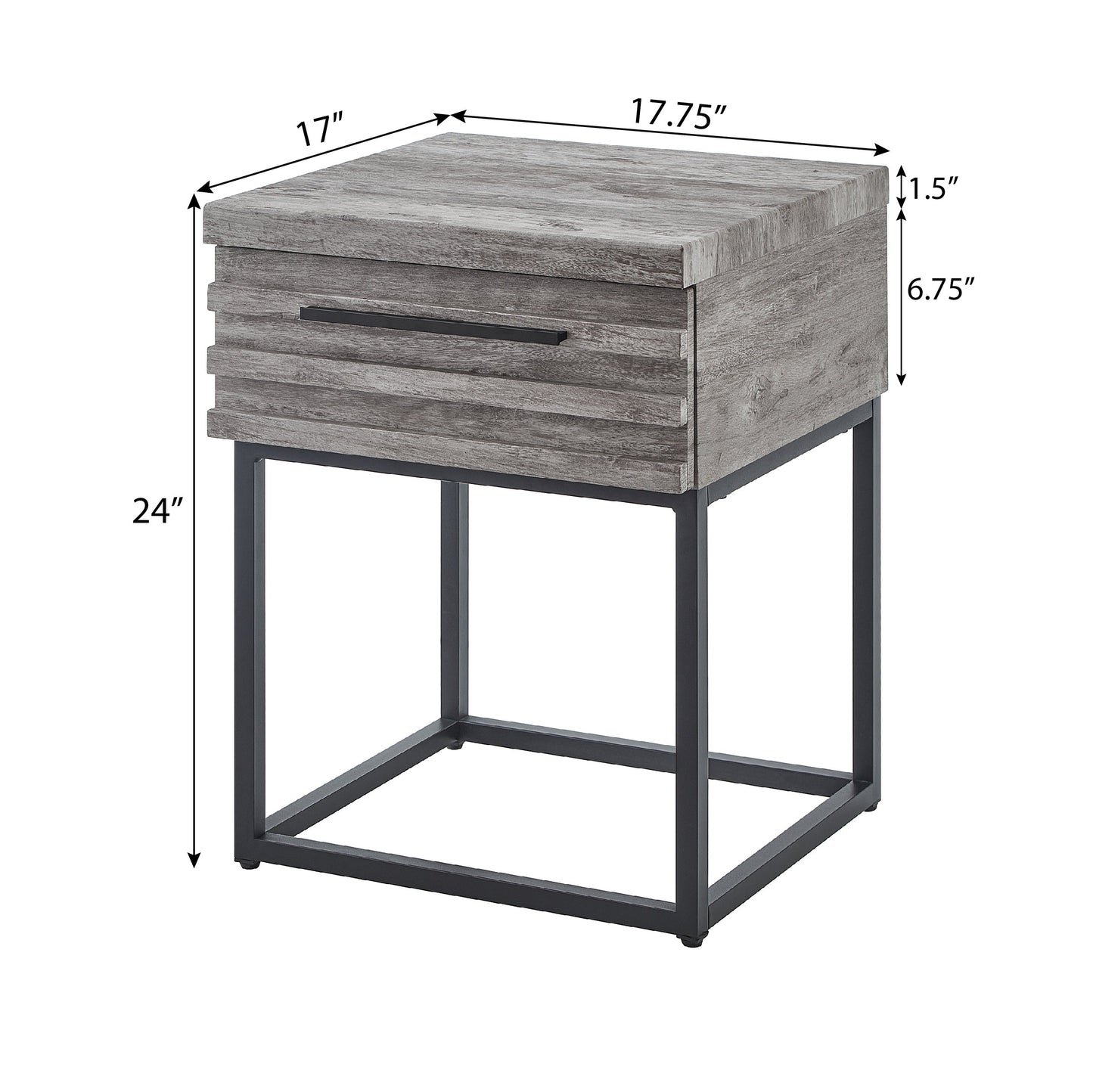Astral nightstand from 3-Piece Bedroom Set; weathered gray wood on Tampa Home & Garden Store