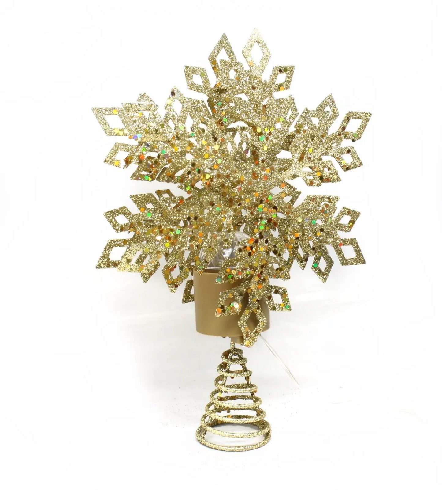 LED Snowflake Treetop with Timer, 12 Inch gold glitter tree topper for Christmas on Tampa Home & Garden Store