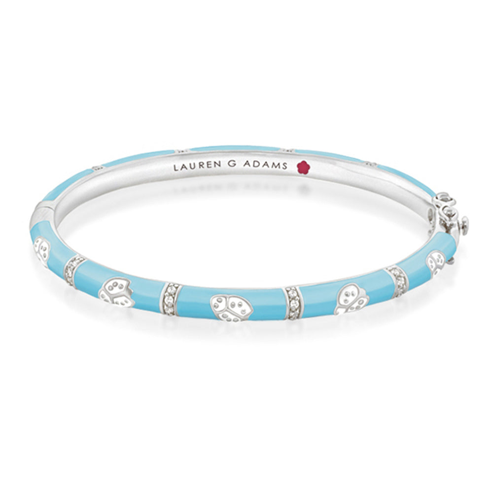 Lady Poof Stackable Bangle by Lauren G Adams turquoise enamel with crystal spacers on Tampa Home & Garden Store