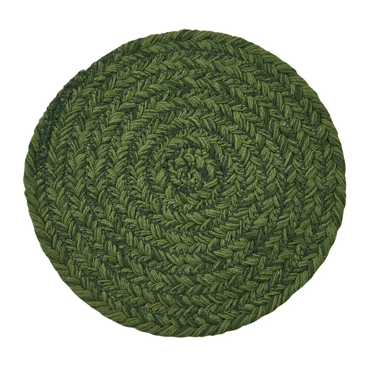 Spice Bin braided trivet Basil green round heat resistant kitchen accessory on Tampa Home & Garden Store