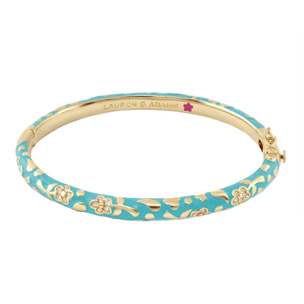 Flowers by Orly stackable bangle in turquoise enamel with gold floral accents by Lauren G Adams on Tampa Home & Garden Store