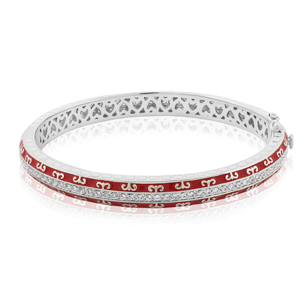 Renaissance Style stackable bracelet Lauren G Adams; red enamel with pavé crystals on Tampa Home & Garden Store